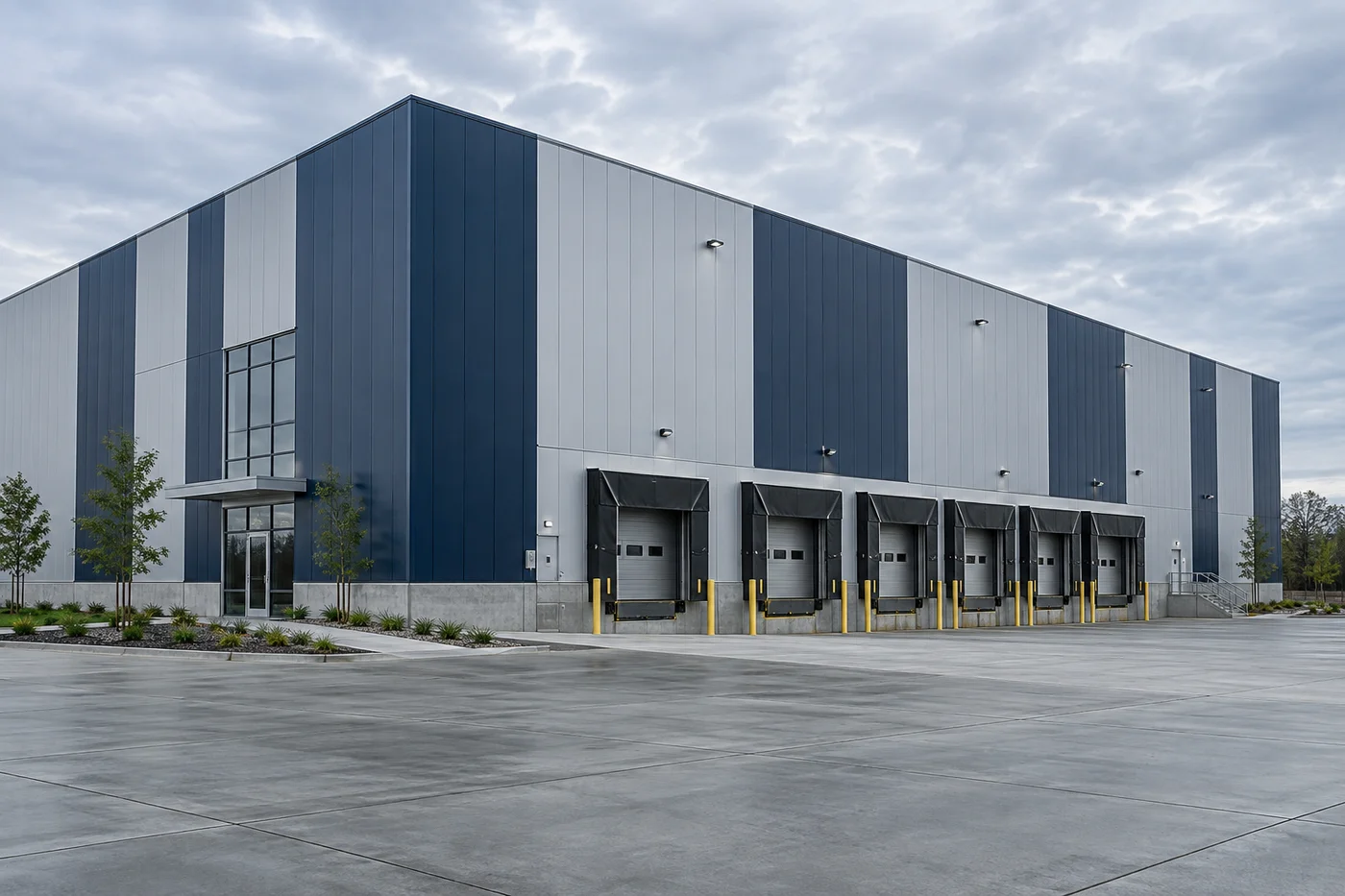 Industrial building illustrating building materials and modular construction supply.