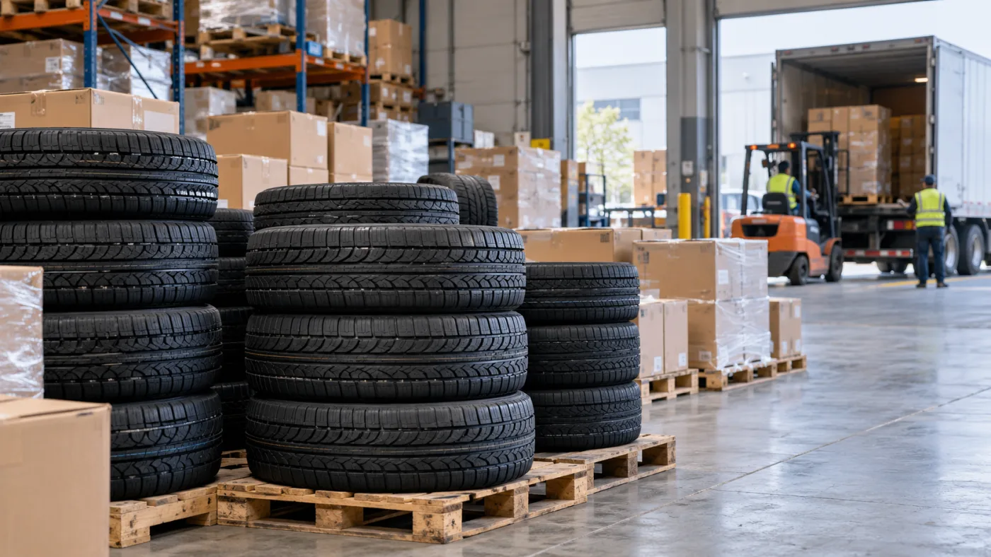 Tires and automotive supply prepared for distribution