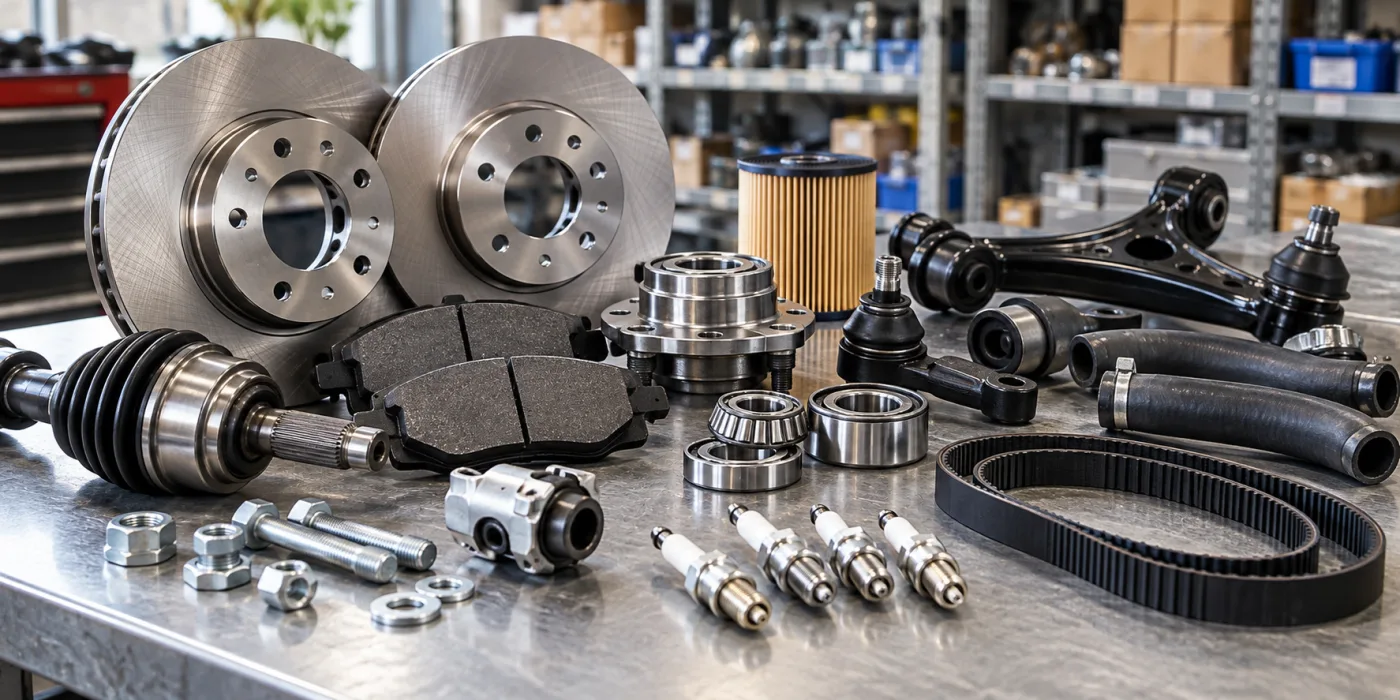 Automotive spare parts and components arranged for supply