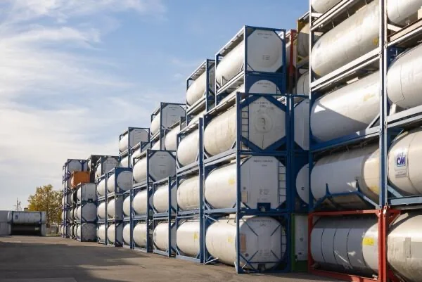 Illustrative ISO tank equipment at an industrial terminal